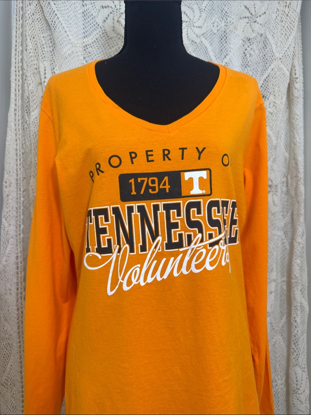 Russell Athletic Tennessee Volunteers Long Sleeve V-Neck Top - Orange - Picture 6 of 6